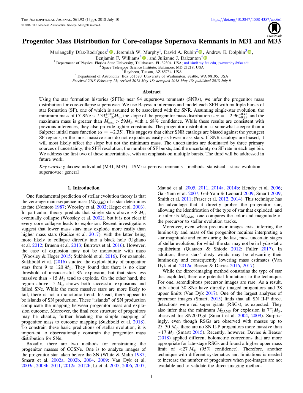 Progenitor Mass Distribution for Core-Collapse Supernova Remnants in M31 and M33