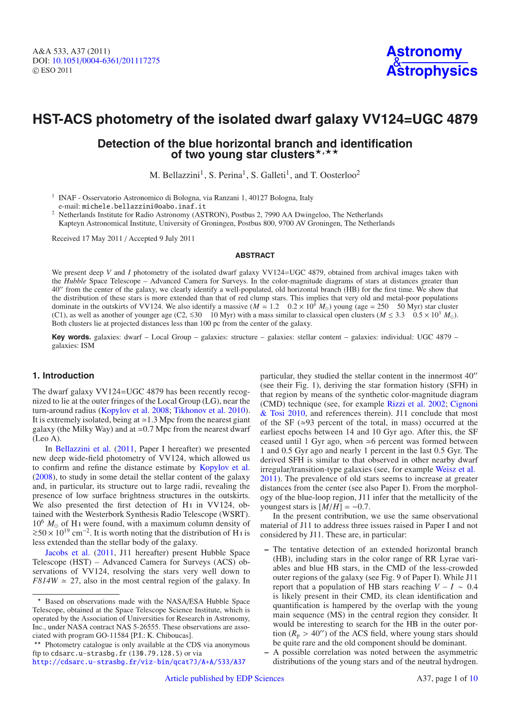 HST-ACS Photometry of the Isolated Dwarf Galaxy VV124=UGC 4879