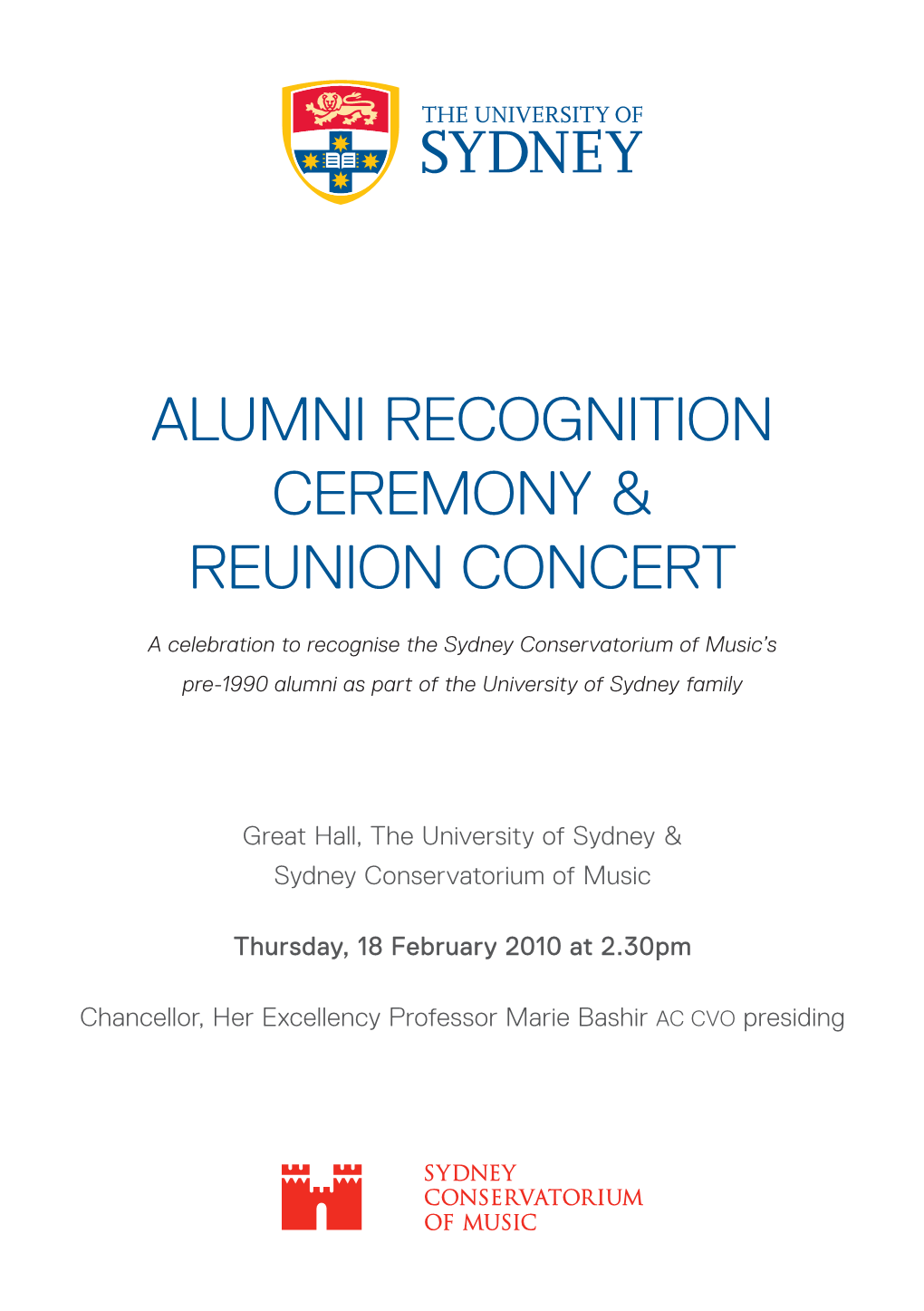 Alumni Recognition Ceremony & Reunion Concert