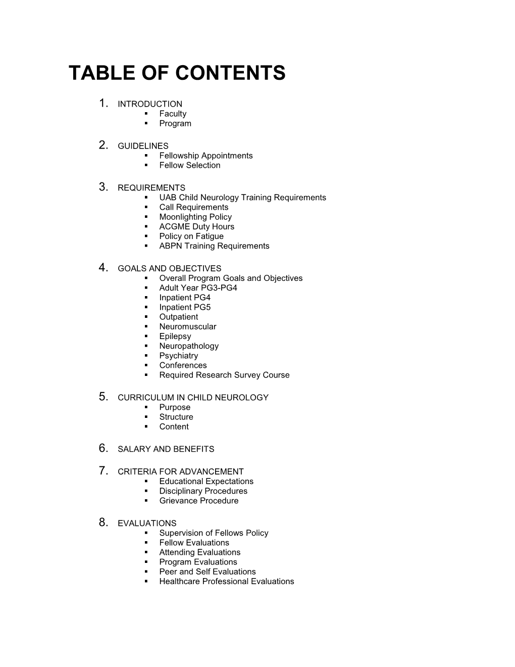 Table of Contents