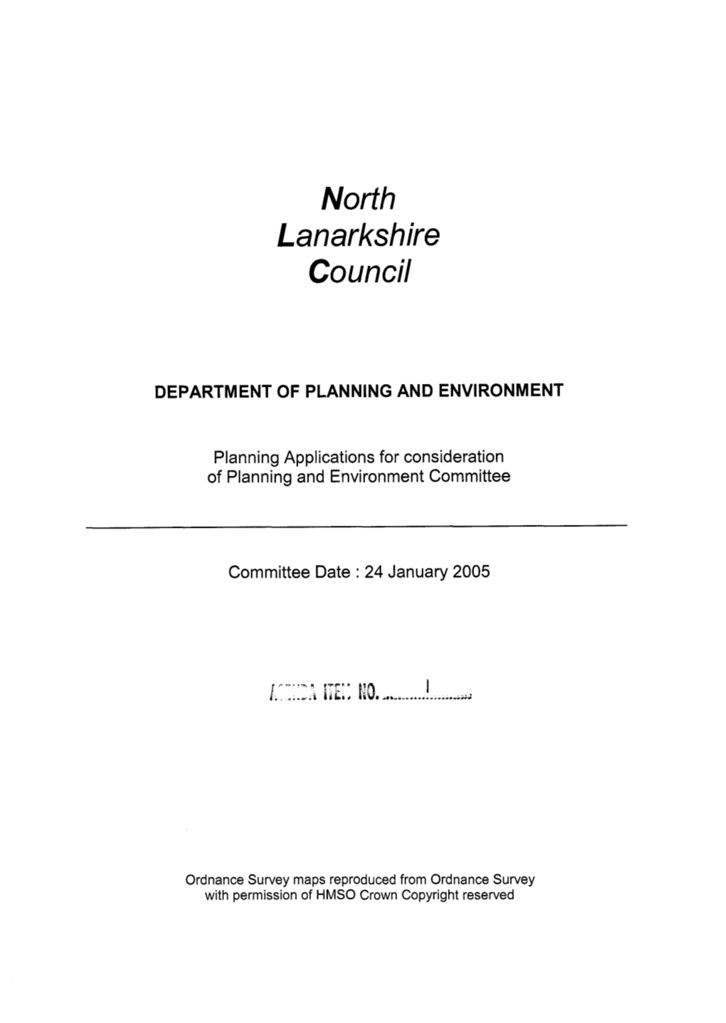 North Lanarkshire Council DEPARTMENT of PLANNING