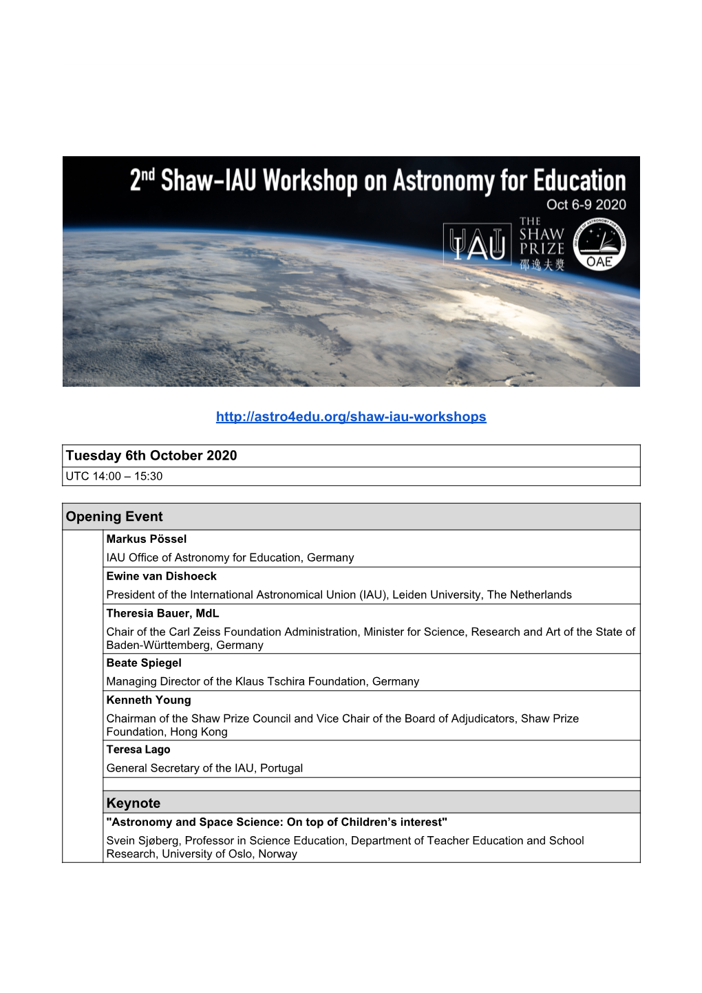 Agenda Shaw-Workshop UTC