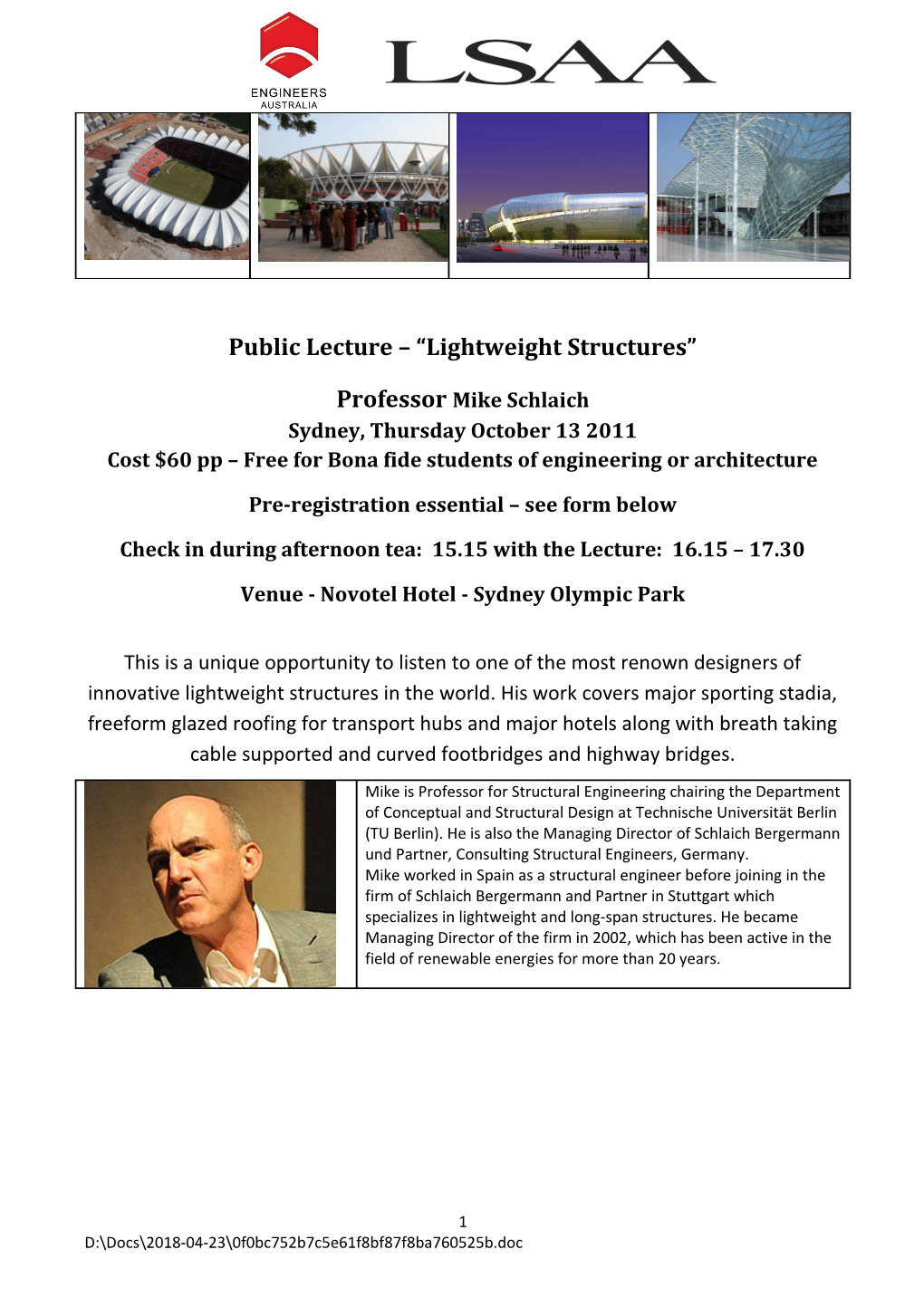 Public Lecture Lightweight Structures