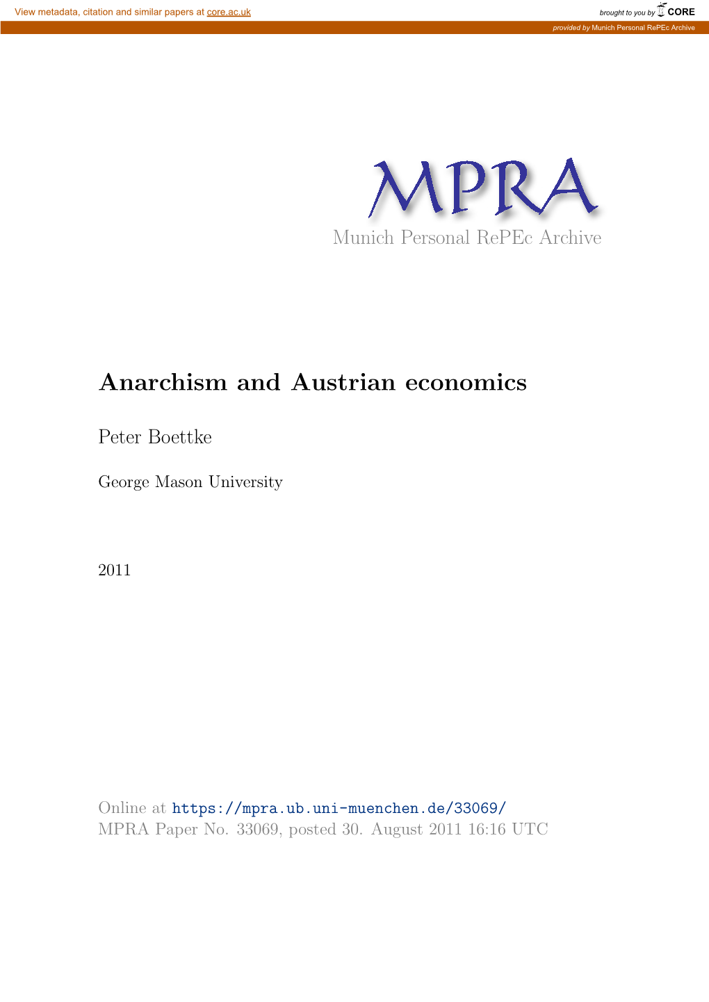 Anarchism and Austrian Economics