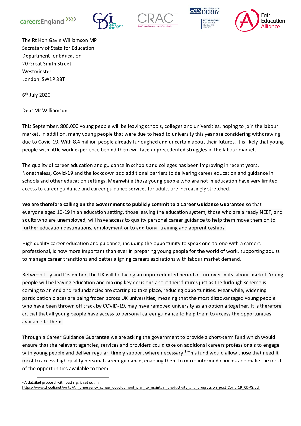 Open Letter to Gavin Williamson, Secretary of State for Education