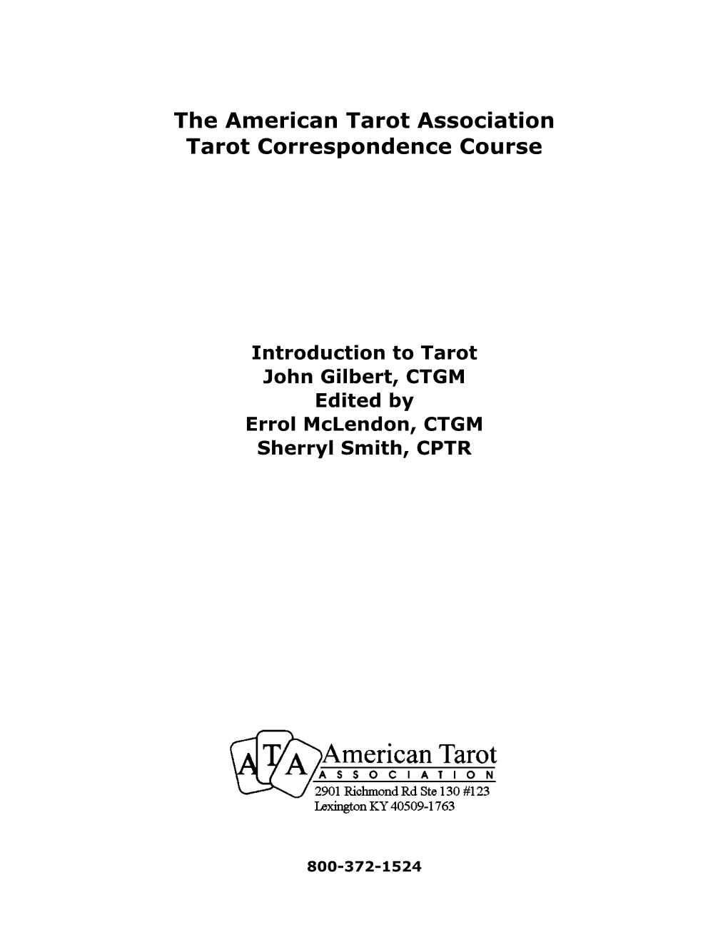 The American Tarot Association Tarot Correspondence Course