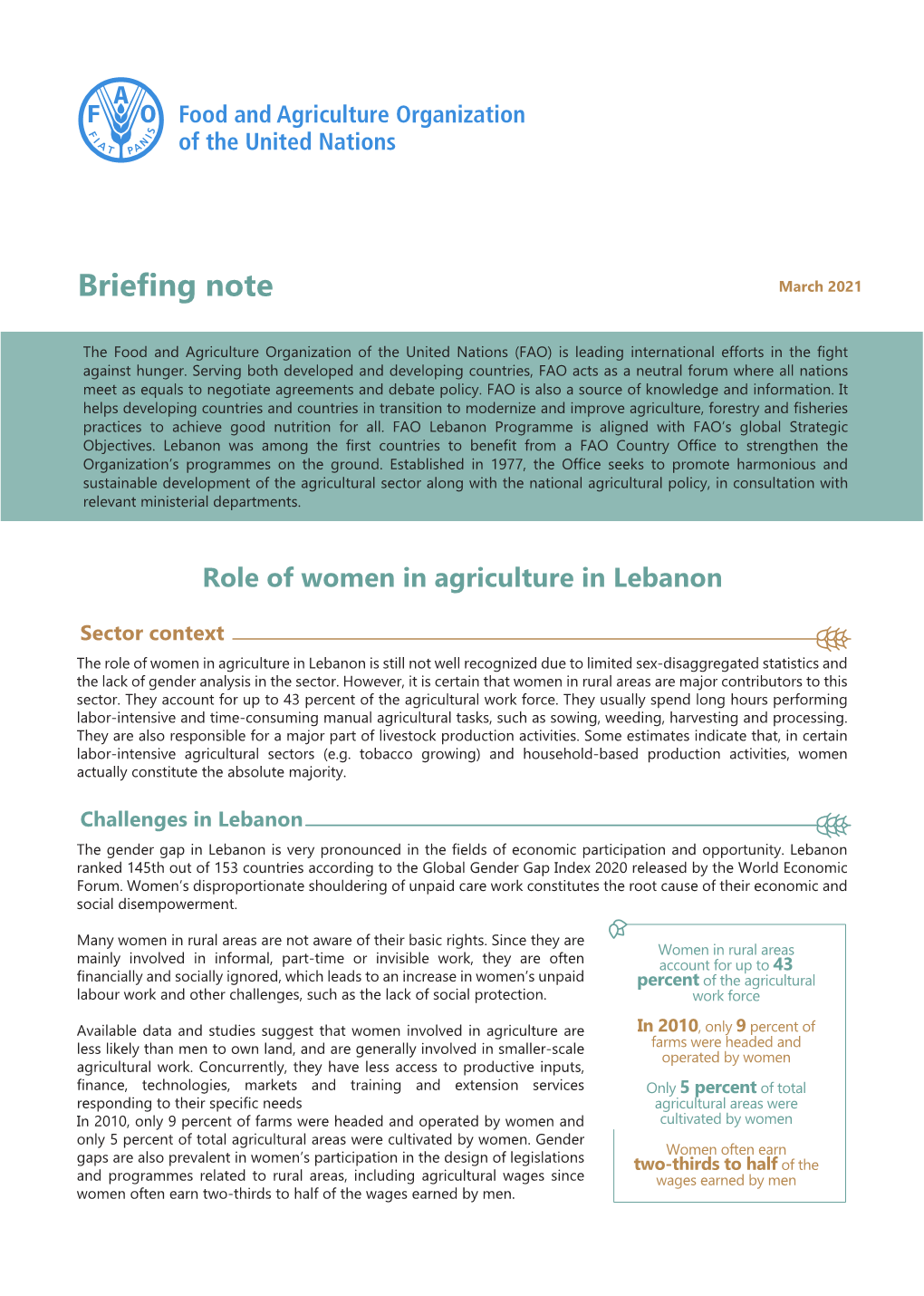 Role of Women in Agriculture in Lebanon