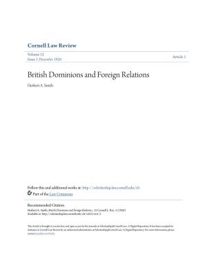 British Dominions and Foreign Relations Herbert A