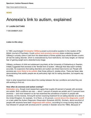 Anorexia's Link to Autism, Explained