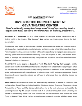 Dive Into the Hornets' Nest at Geva Theatre Center