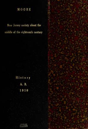 New Jersey Society About the Middle of the Eighteenth Century