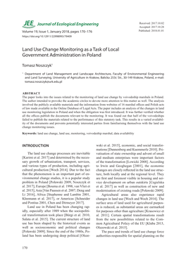 Land Use Change Monitoring As a Task of Local Government Administration in Poland