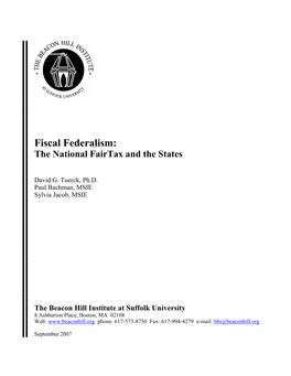 Fiscal Federalism-The National Fairtax and the States-BHI 10-25-07