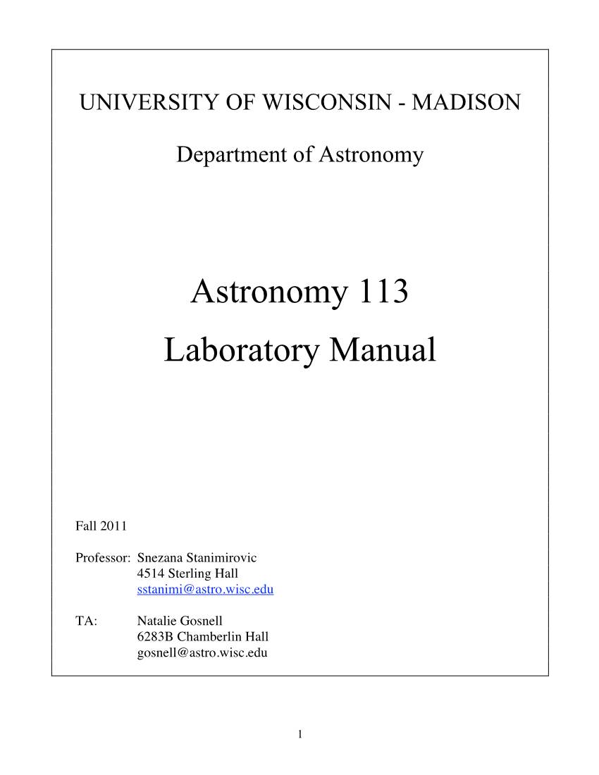 Astronomy 113 Laboratory Manual