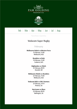 Vodacom Super Rugby February