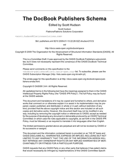 The Docbook Publishers Schema Edited by Scott Hudson Scott Hudson Flatironsflatirons Solutions Corporation