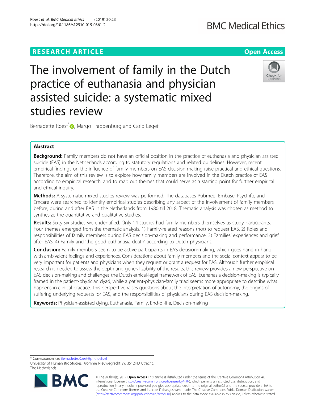 The Involvement of Family in the Dutch Practice Of