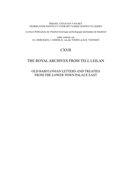 Cxvii the Royal Archives from Tell Leilan