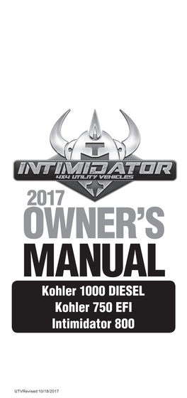 MANUAL Kohler 1000 DIESEL Kohler 750 EFI Intimidator 800