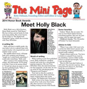 Meet Holly Black Holly Black Won a 2014 Newbery Holly Black, Some Favorites Honor Book Award for “Doll Bones.” 42, Her Husband, Colors: “Black, Like My Name