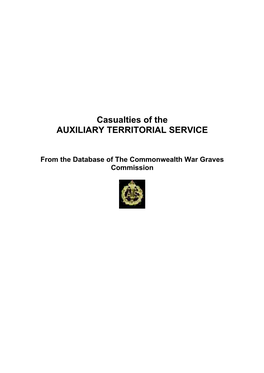 Casualties of the AUXILIARY TERRITORIAL SERVICE