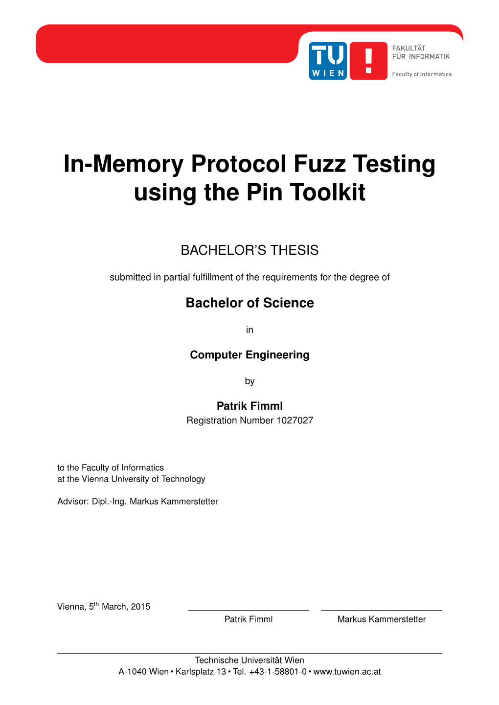 In-Memory Protocol Fuzz Testing Using the Pin Toolkit