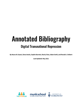 Annotated Bibliography Digital Transnational Repression