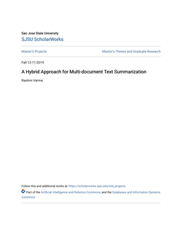 A Hybrid Approach for Multi-Document Text Summarization