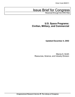 Issue Brief for Congress Received Through the CRS Web