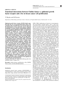 Functional Interactions Between Choline Kinase Α, Epidermal Growth