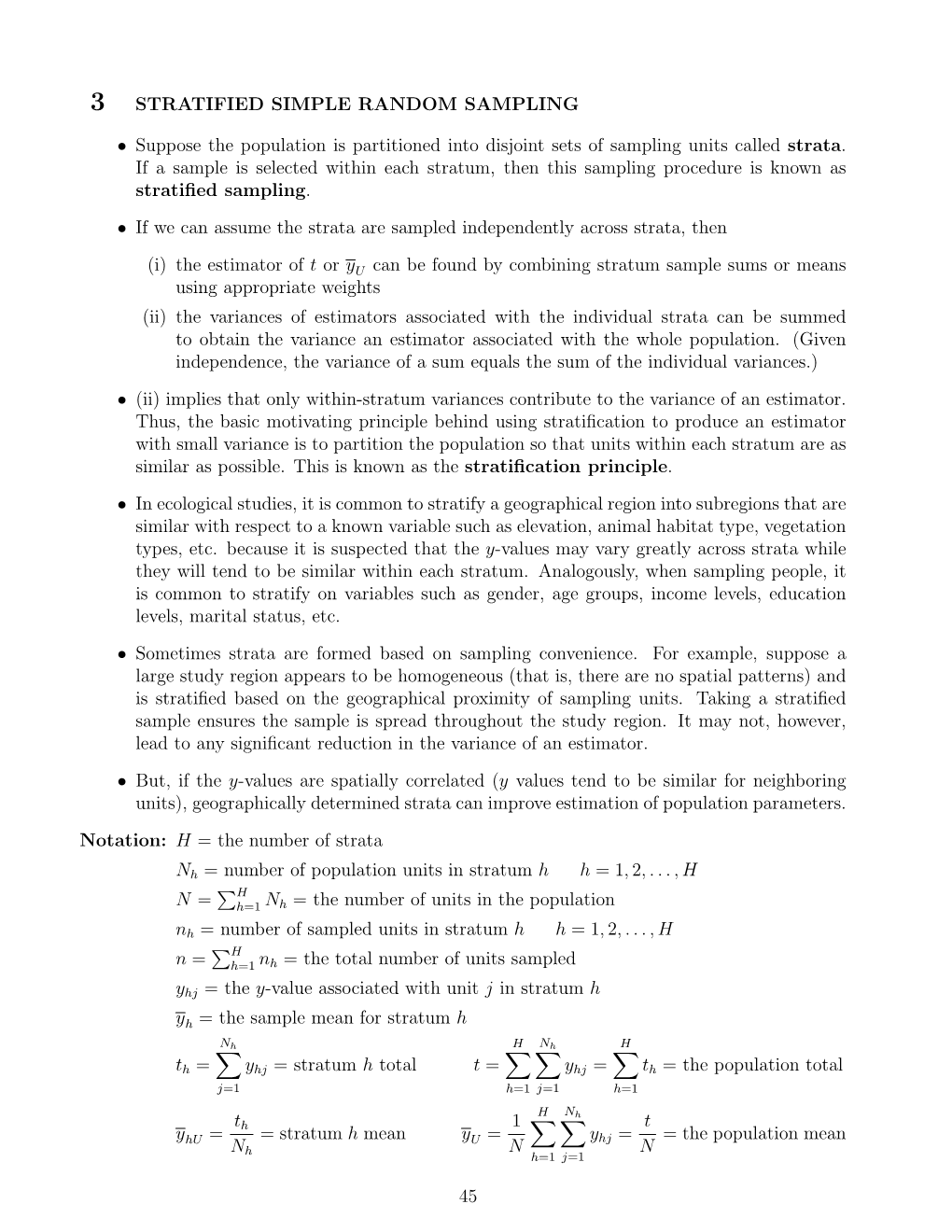 3 Stratified Simple Random Sampling