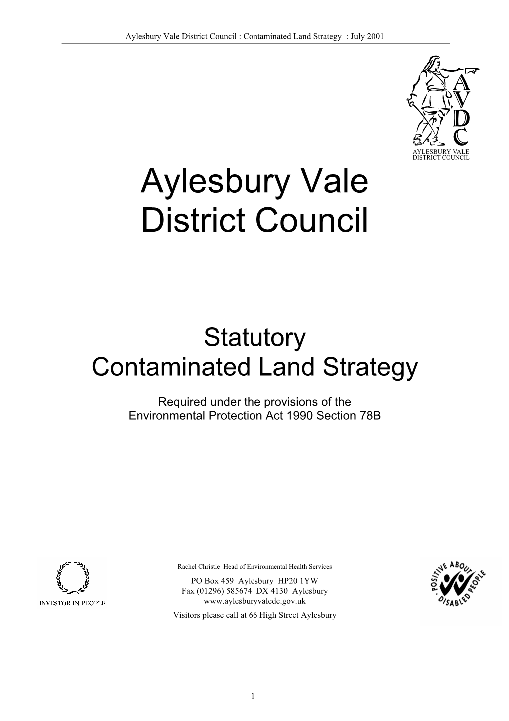 Statutory Contaminated Land Strategy