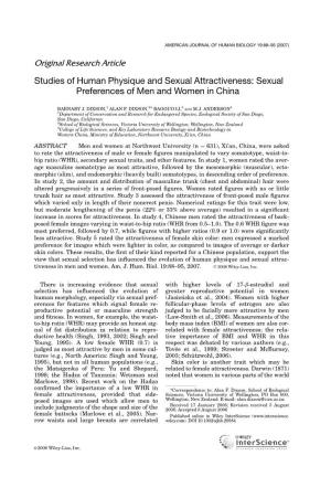 Studies of Human Physique and Sexual Attractiveness: Sexual Preferences of Men and Women in China