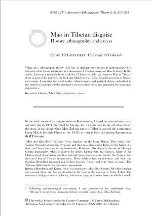 Mao in Tibetan Disguise History, Ethnography, and Excess