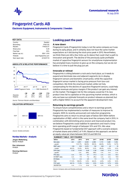 Fingerprint Cards Commissioned Research 160718