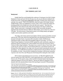 CASE STUDY #9 the TERROR LAKE CASE1 Background Kodiak Island