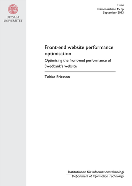 Front-End Website Performance Optimisation Optimising the Front-End Performance of Swedbank’S Website
