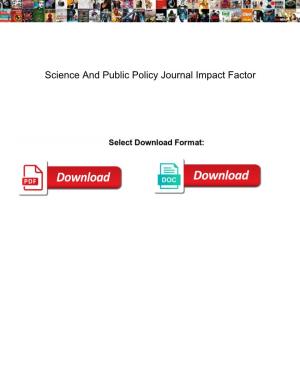 Science and Public Policy Journal Impact Factor