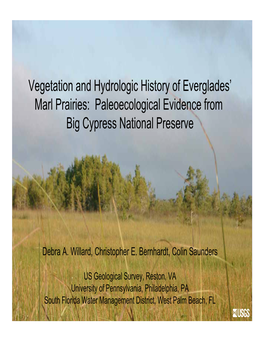 Vegetation and Hydrologic History of Everglades' Marl Prairies