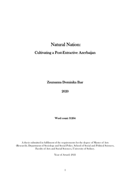 Natural Nation: Cultivating a Post-Extractive Azerbaijan