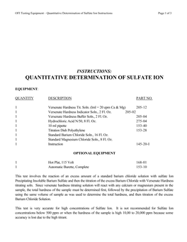 Quantitative Determination of Sulfate Ion Instructions Page 1 of 3