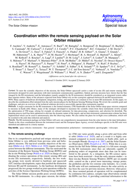 Coordination Within the Remote Sensing Payload on the Solar Orbiter Mission