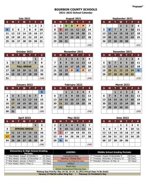 2021-2022 "Proposed" Calendar