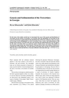Genesis and Sedimentation of the Travertines in Georgia