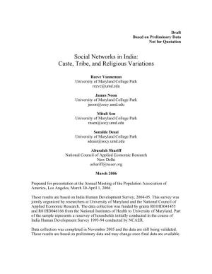 Social Networks in India: Caste, Tribe, and Religious Variations