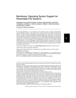 Membrane: Operating System Support for Restartable File Systems