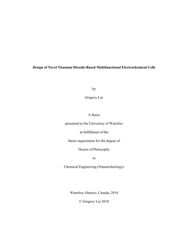 Design of Novel Titanium Dioxide-Based Multifunctional Electrochemical Cells