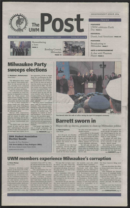 The UWM Milwaukee Party Sweeps Elections Barrett Sworn In