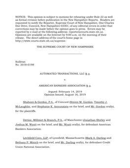 This Opinion Is Subject to Motions for Rehearing Under Rule 22 As Well As Formal Revision Before Publication in the New Hampshire Reports