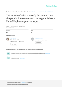 The Impact of Utilization of Palm Products on the Population Structure of the Vegetable Ivory Palm (Hyphaene Petersiana, Arecace